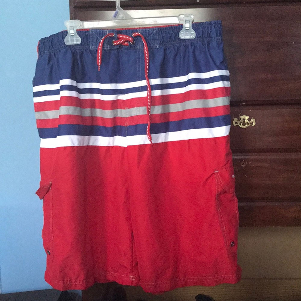 Red, white, and blue bathing suit